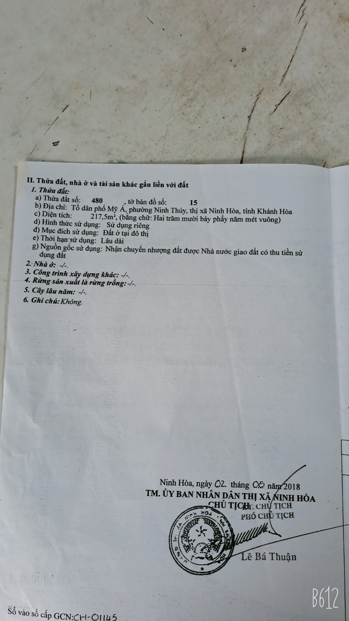 Bán đất nền biển Dốc Lết phường Ninh Thủy khu kinh tế Vân Phong - Đất Cường