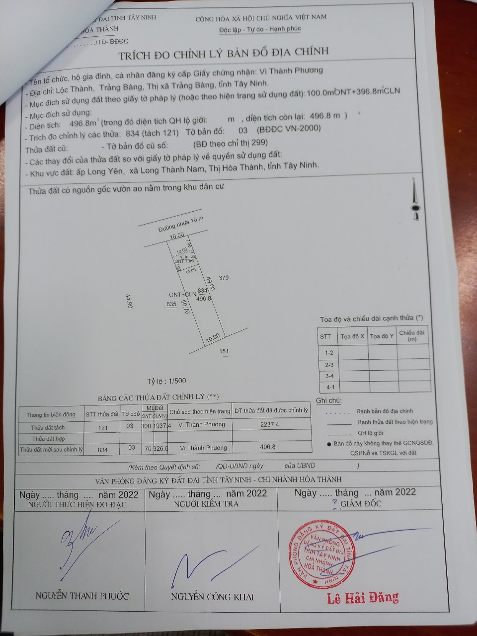 Chính chủ cần bán đất tặng nhà tại Khu Phố Long Yên, Phường Long Thành Nam, TX Hoà Thành, Tỉnh Tây Ninh