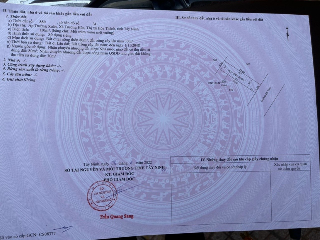 Chính chủ cần bán đất tại Ấp Trường Xuân, Xã Trường Hoà, Thị Xã Hoà Thành, Tỉnh Tây Ninh