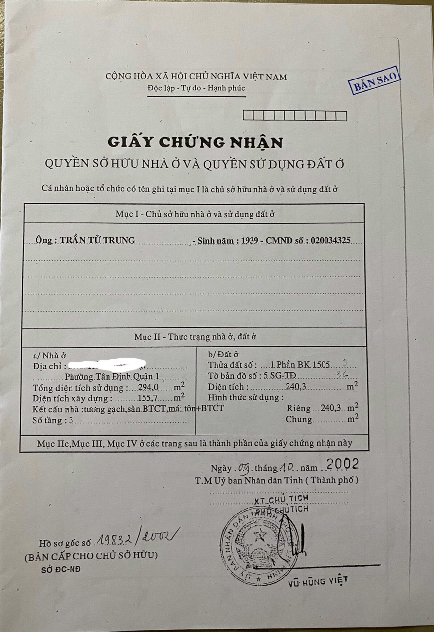 Bán nhà Phường Tân Định, Q1 giảm sốc