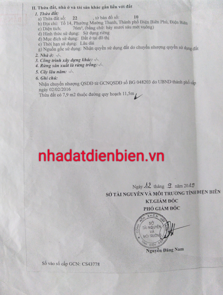 BÁN ĐẤT TẶNG NHÀ TẠI TỔ 5 PHƯỜNG MƯỜNG THANH, THÀNH PHỐ ĐIỆN BIÊN PHỦ.