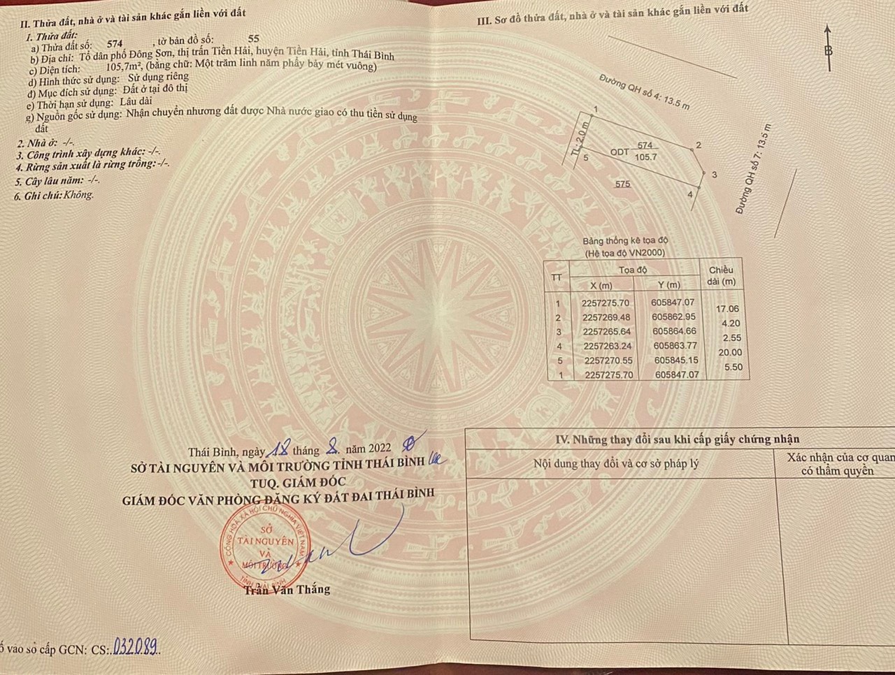 CHÍNH CHỈ CẦN BÁN LÔ ĐẤT TẠI TIỀN HẢI -THÁI BÌNH.- Địa chỉ: Tổ Dân Phố Đông Sơn, thị trấn Tiền Hải, huyện Tiền Hải,