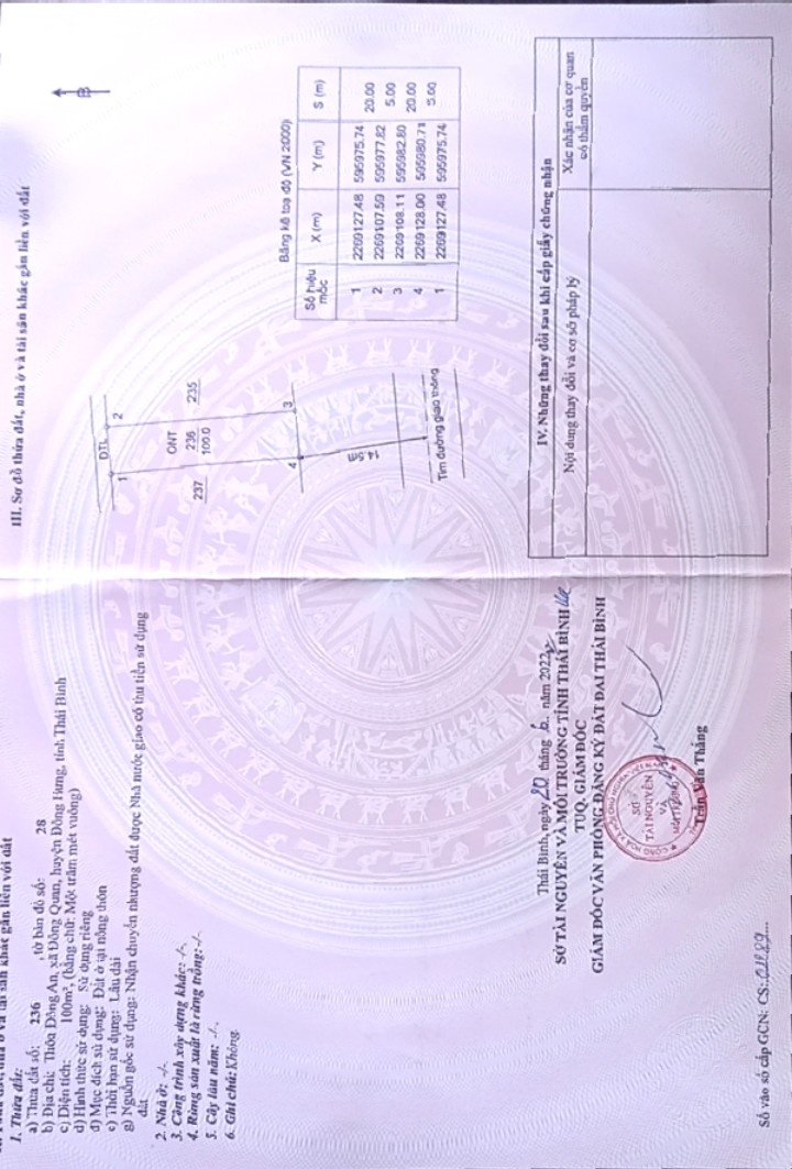 Chính chủ cần bán đất tại Thôn Đông An, Xã Đông Quan, Huyện Đông Hưng, Tỉnh Thái Bình