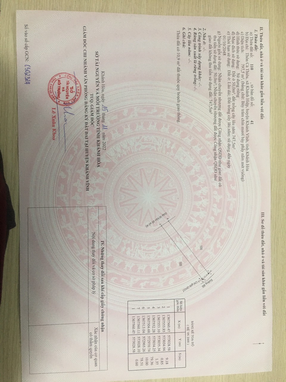 Chủ kẹt tiền bán nhanh lô đất thổ cư Khánh Hiệp Khánh Vĩnh giá 540tr