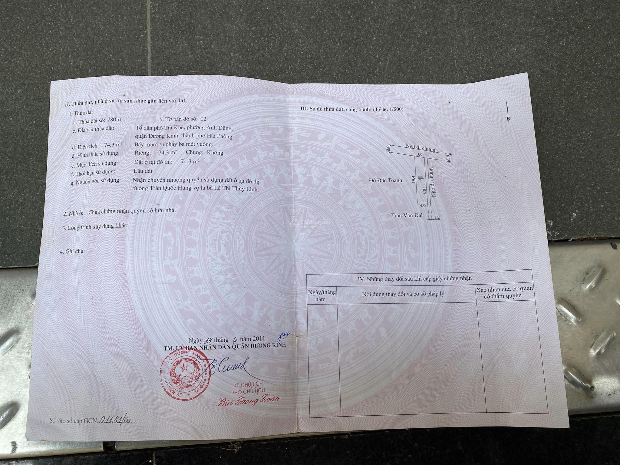 Lô đất 74m2 đường 7m Trà Khê , Cạnh Anh Dũng 7 Dương Kinh 1,x tỷ