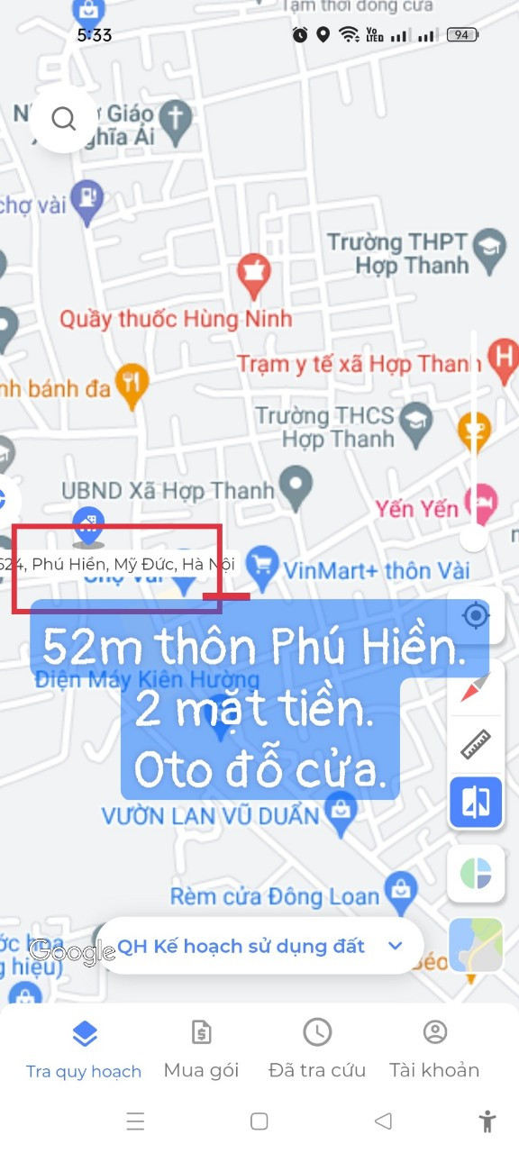 CHÍNH CHỦ CẦN BÁN ĐẤT TẠI THÔN PHÚ HIỀN - XÃ HỢP THANH - MỸ ĐỨC - HÀ NỘI