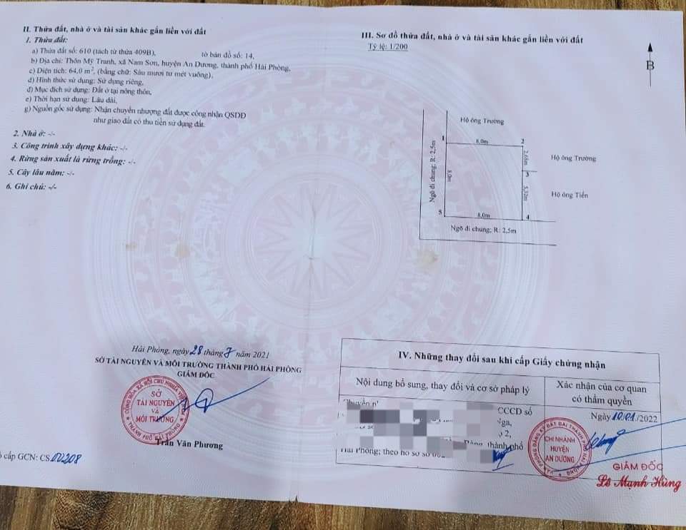 Cần bán lô góc vị trí và diện tích siêu đẹp tại Mỹ Tranh - Nam Sơn giá chỉ hơn 900tr Diện tích : 64 m2