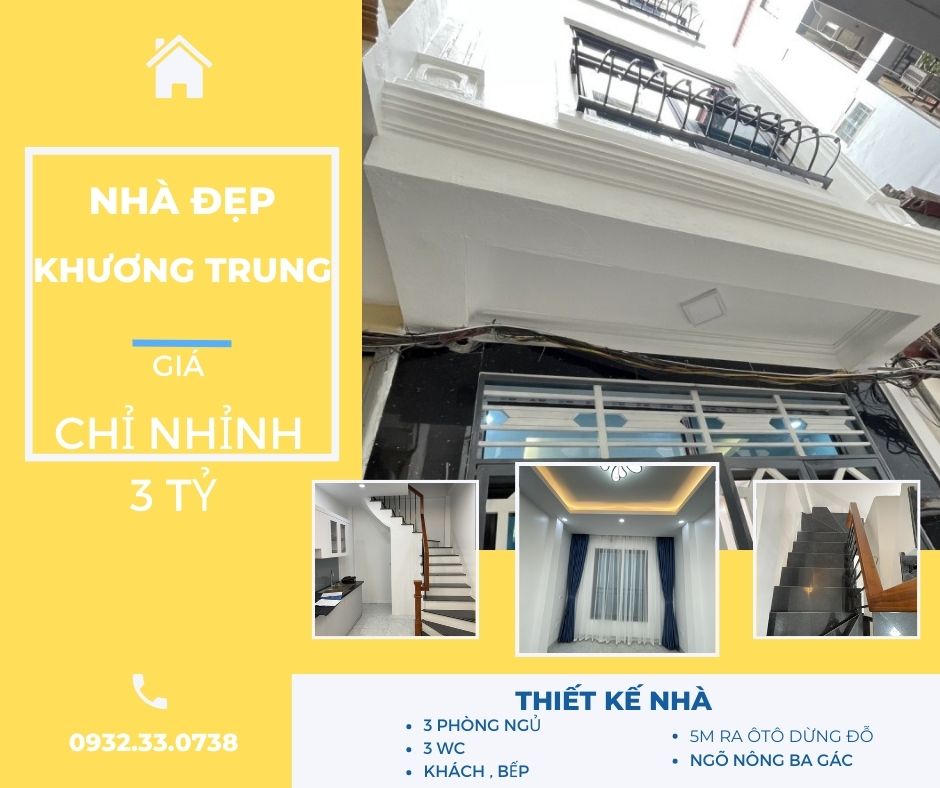 Khương Trung 5m ô tô, ngõ thông Full nội thất, DT30m2 x 4 tầng, Giá 3.19 tỷ.