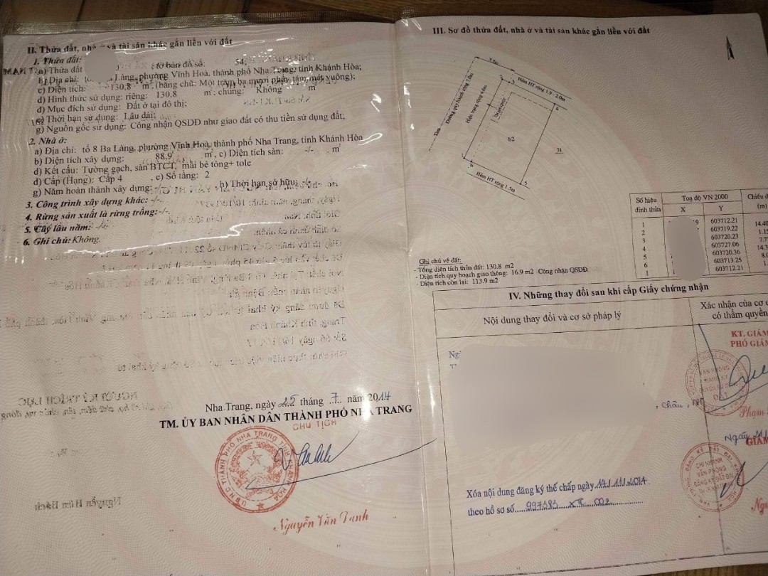 BÁN NHÀ 3 MĂT TIỀN NHA TRANG, KHÁNH HÒA, DT 130M2, GIÁ 11 TỶ