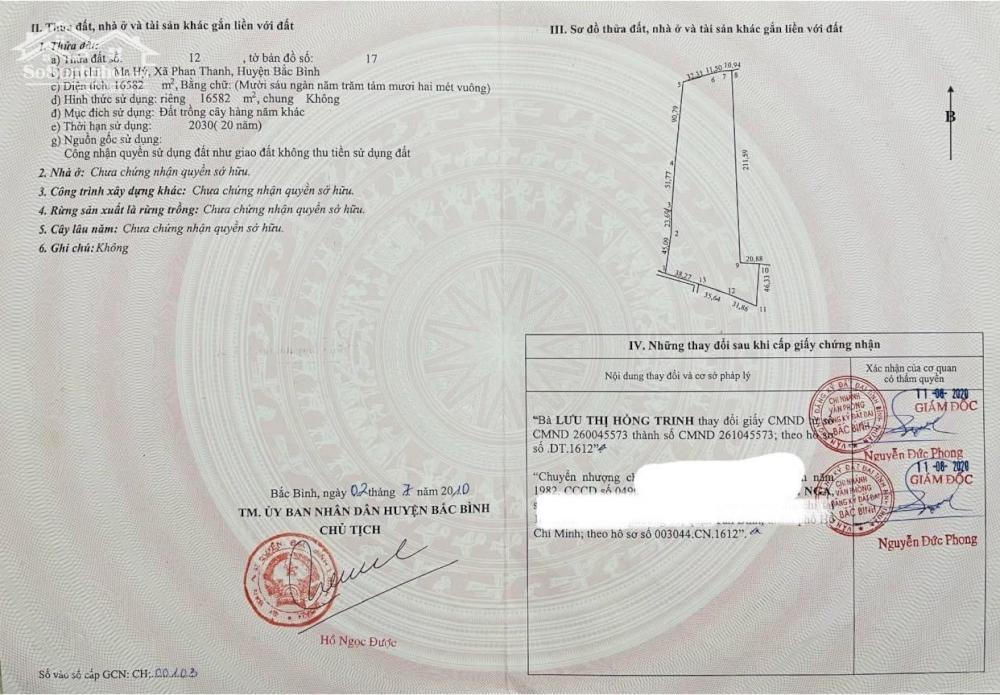 CHÍNH CHỦ CẦN BÁN GẤP LÔ ĐẤT MẶT TIỀN ĐƯỜNG NGUYỄN VĂN CỪ, PHAN THANH, BẮC BÌNH, BÌNH THUẬN