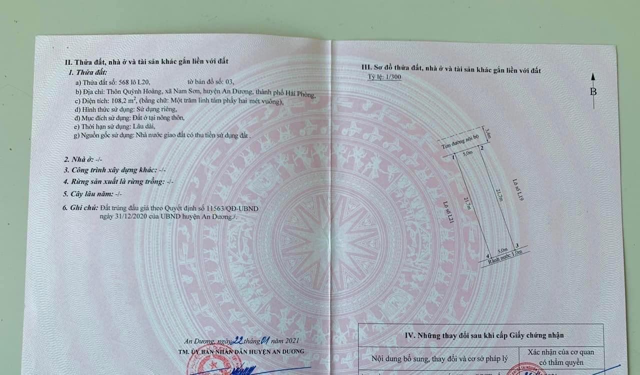 Bán Đất ngay trục Bắc Sơn và đường 351 chỉ 1,45 tỷ 108m2