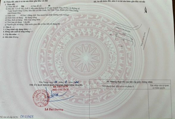 💥 BÁN LÔ GÓC 2 MẶT TIỀN TĐC ĐẤT LÀNH VĨNH THÁI NHA TRANG. Dt: 62m2. Giá: 2 tỷ 280 triệu