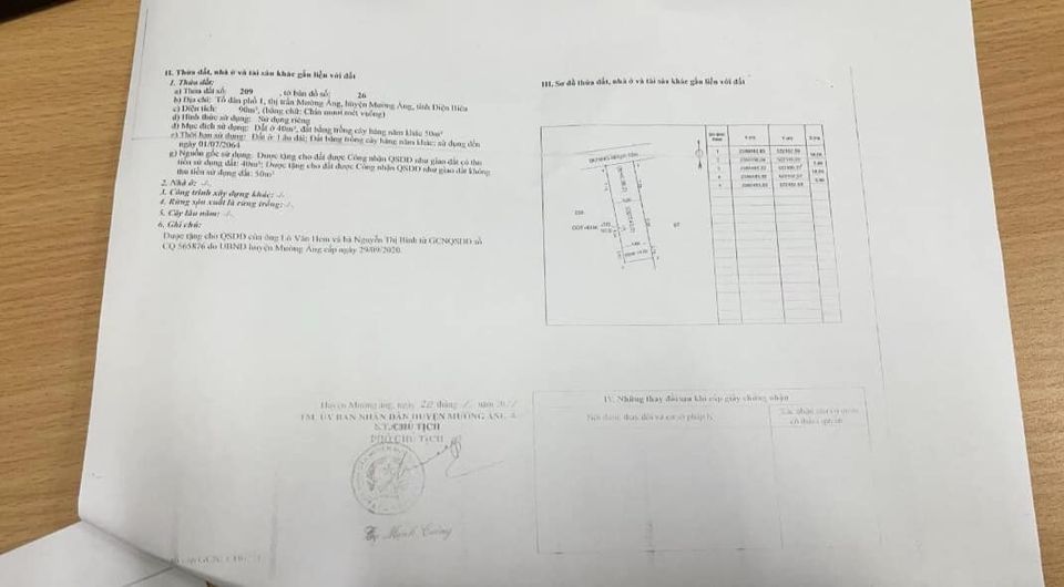 Bán đất tổ dân phố 1, thị trấn Mường Ẳng, Điện Biên.