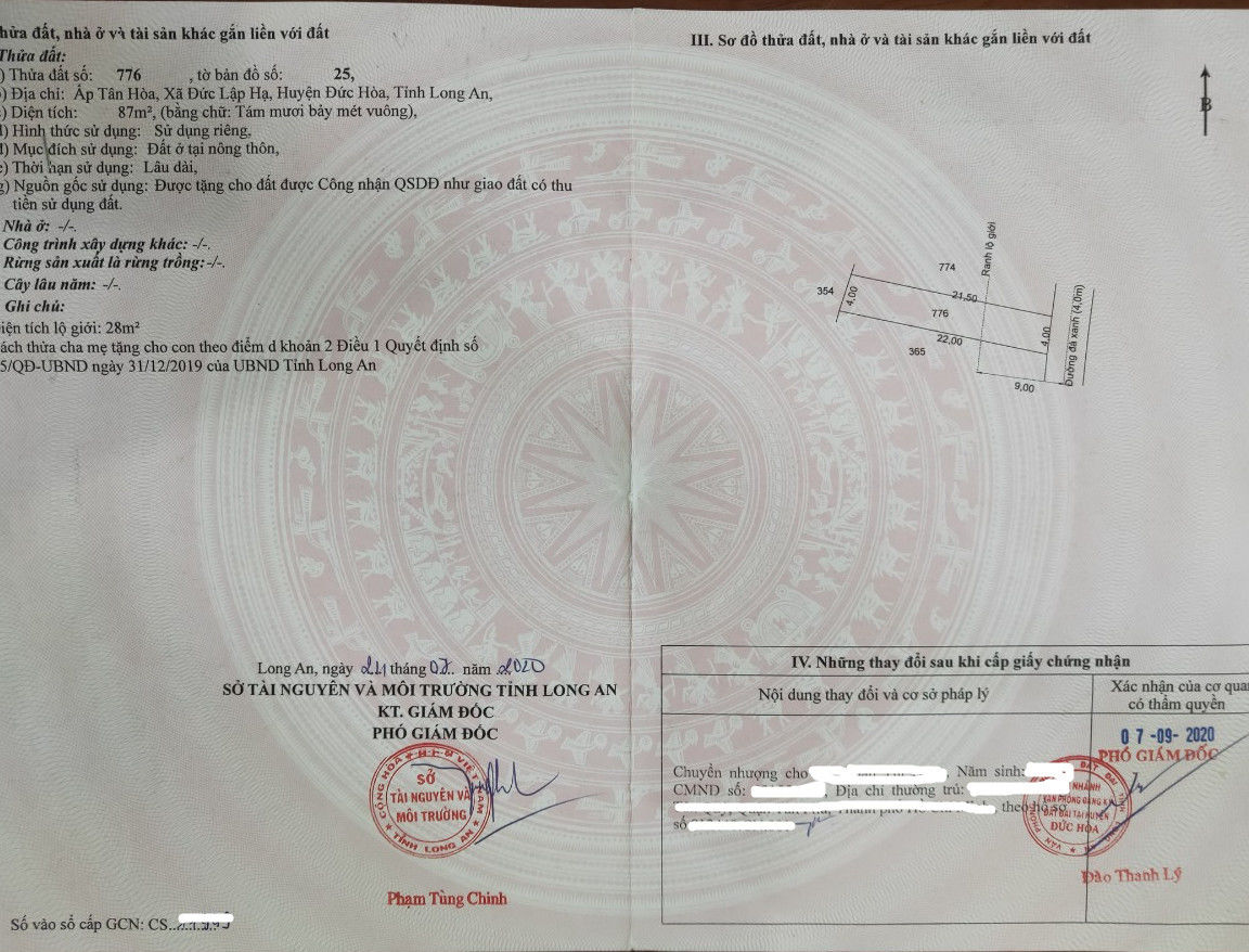 Cần Bán Đất Đẹp Tại ấp Tân Hòa, xã Đức Lập Hạ, huyện Đức Hòa, tỉnh Long An , 87m2, 1 tỷ 131tr