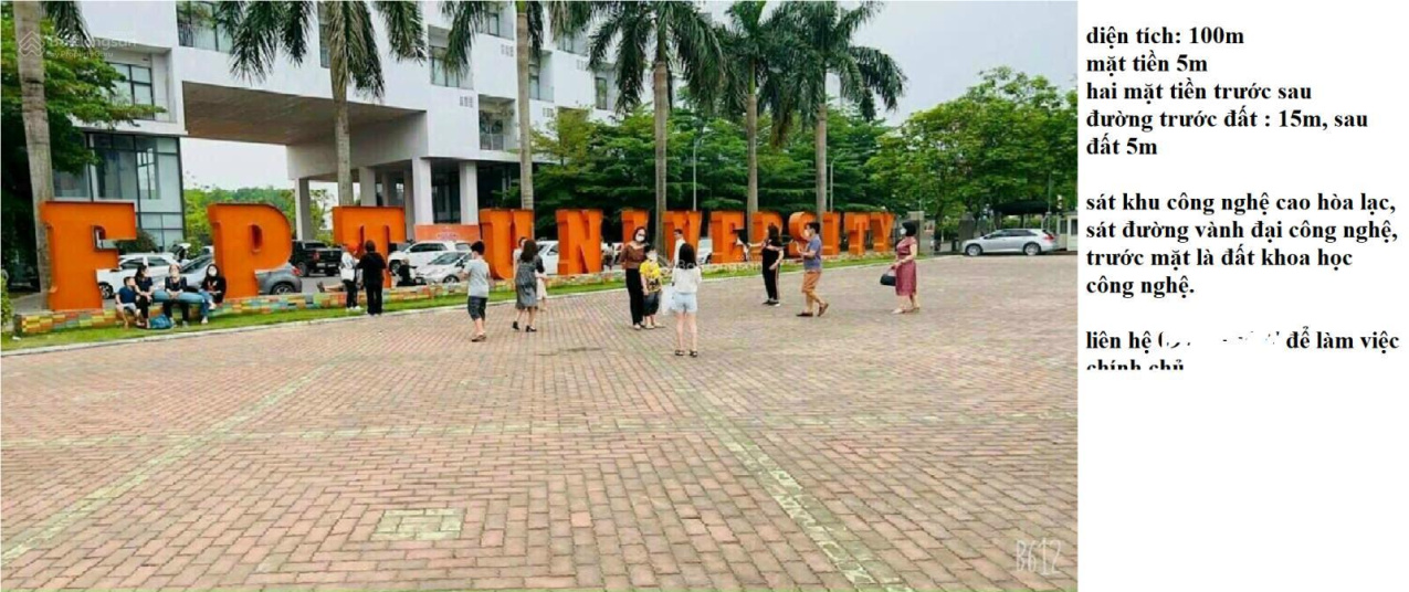 Bán 100m2 đất mặt đường vành đai công nghệ cao Hòa Lạc, kinh doanh ngay