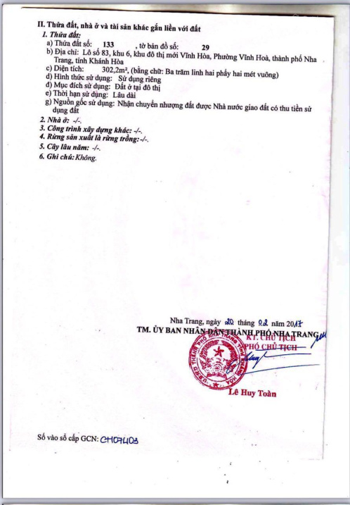 Bán đất đường Tế Hanh, Khu ĐT mới Vĩnh Hoà, Nha Trang, DT 302,2m2 ngang 11,6m - giá bán: 62 tr/m2