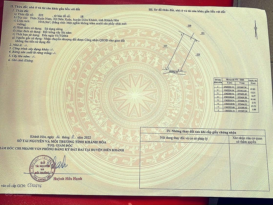 Bán gấp lô đất vườn mặt tiền 18 mét tổng diện tích 1016m2 giá 800 triệu, bớt lộc khách mau mắn