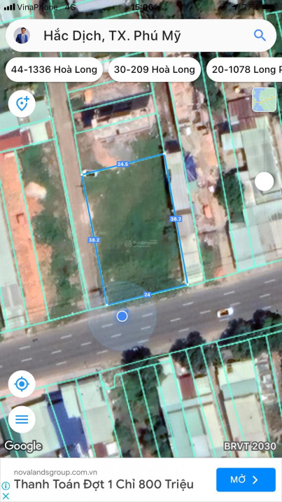 Giảm giá 3 tỷ, đất góc 2 MT đường Mỹ Xuân - Ngãi Giao, P. Hắc Dịch, 920m2 kinh doanh đa ngành nghề