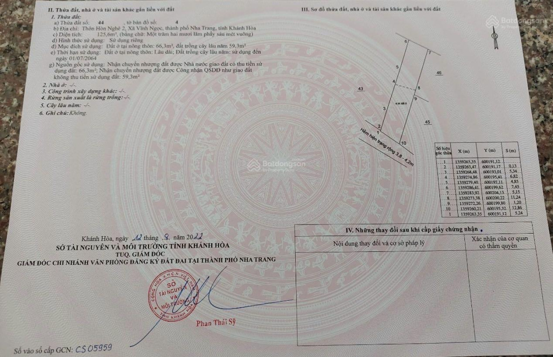 Lô đất Hòn Nghê, Vĩnh Ngọc, Nha Trang - Sát đường Newton 125,6m2 - 1,27 tỷ