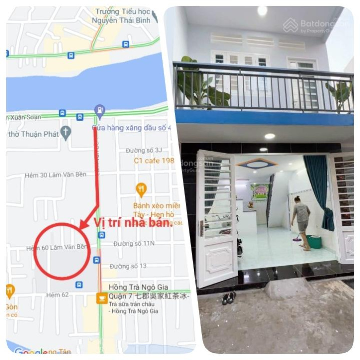 Nhà bán - Cầm 2 tỷ có sổ hồng riêng - Quận 7 - Lâm Văn Bền - 30,1m2 - Nở hậu - Kế CC Phú Mỹ