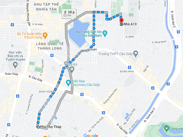 1 Vị trí của phố Thọ Tháp trên google map