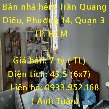 Bán nhà hẻm Trần Quang Diệu, Phường 14, Quận 3, TP. HCM