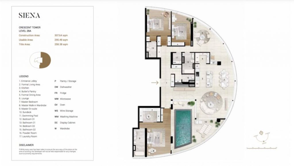 Mặt bằng của Penthouse City Garden Cresent Tower mặt bên phải