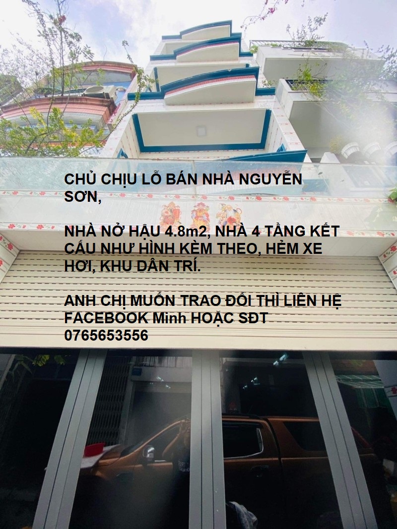 CẦN BÁN GẤP HXH NGUYỄN SƠN, 4.5X14 NỞ HẬU, NHỈNH NHẸ 5TỶ