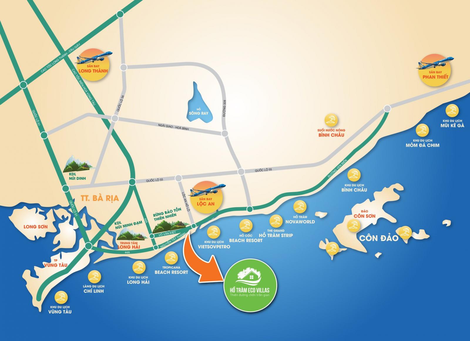 Vị trí dự án Hồ Tràm Eco Villas