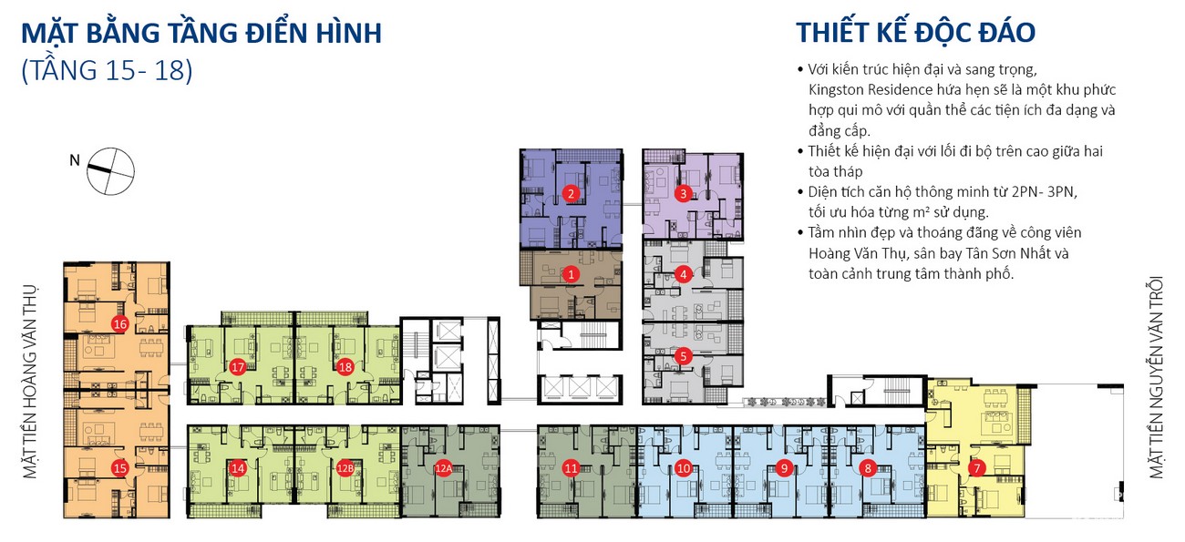 Mặt bằng dự án căn hộ chung cư Kingston Residence Phú Nhuận Đường Hoàng Văn Thụ chủ đầu tư Novaland