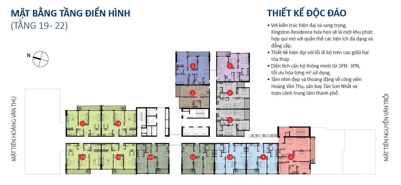 Mặt bằng dự án căn hộ chung cư Kingston Residence Phú Nhuận Đường Hoàng Văn Thụ chủ đầu tư Novaland