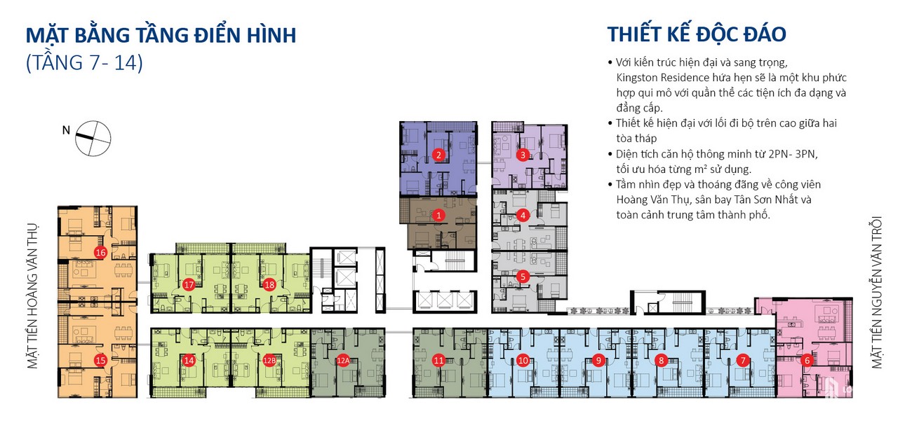 Mặt bằng dự án căn hộ chung cư Kingston Residence Phú Nhuận Đường Hoàng Văn Thụ chủ đầu tư Novaland