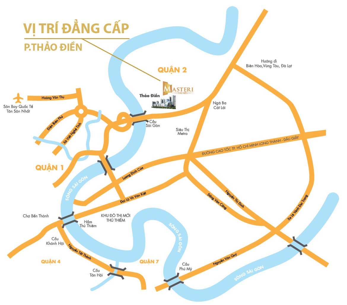 Vị trí địa chỉ dự án căn hộ chung cư Masteri Thảo Điền Quận 2 Đường Xa lộ Hà Nội chủ đầu tư Thảo Điền Investment