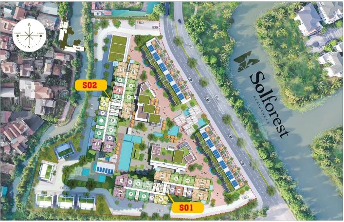 Cần tiền bán gấp căn 01 toà Sol Forest 2, tầng trung, 103m2, 3PN, 2VS, view biệt thự đảo, 4,3 tỷ