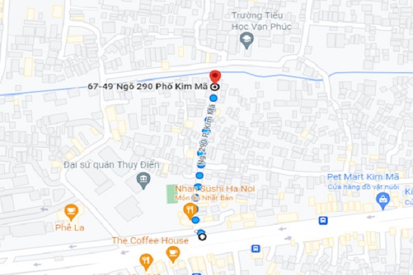 Vị trí bán nhà ngõ 290 Kim Mã trên bản đồ