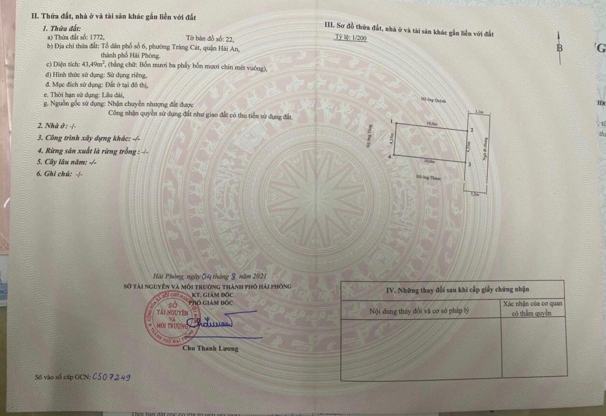 Chính chủ cần bán gấp 2 Lô đất cực đẹp ngõ 38 Cát Vũ