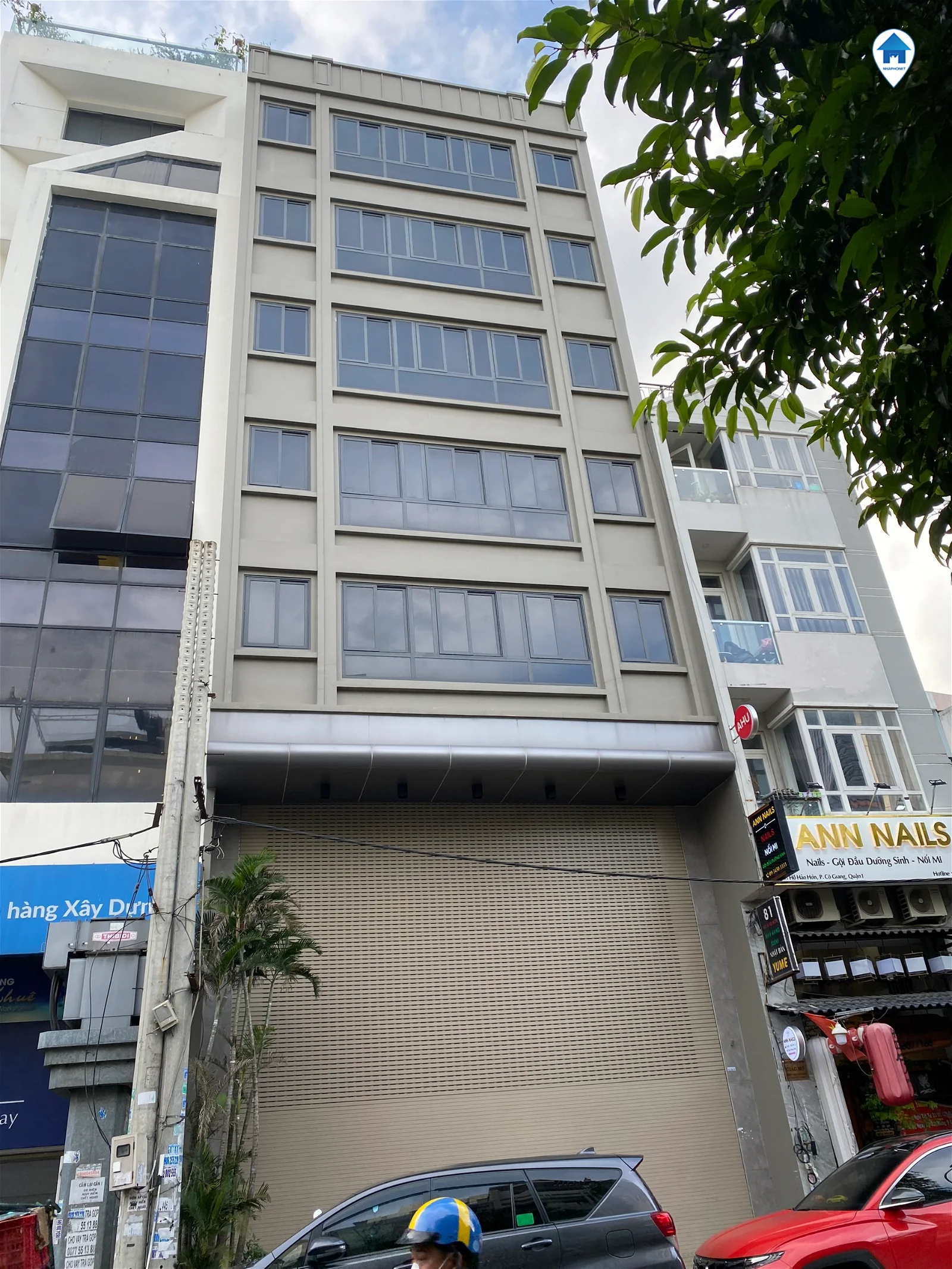 Cho thuê tòa văn phòng mặt tiền Hồ Hảo Hớn, Cô Giang, Quận 1. 8x22m, hầm, 9 tầng