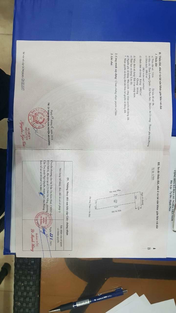 CẦN BÁN LÔ Đất cực đẹp giá cực rẻ tại Lương Quán Nam Sơn An Dương Hải Phòng Diện tích 100 m