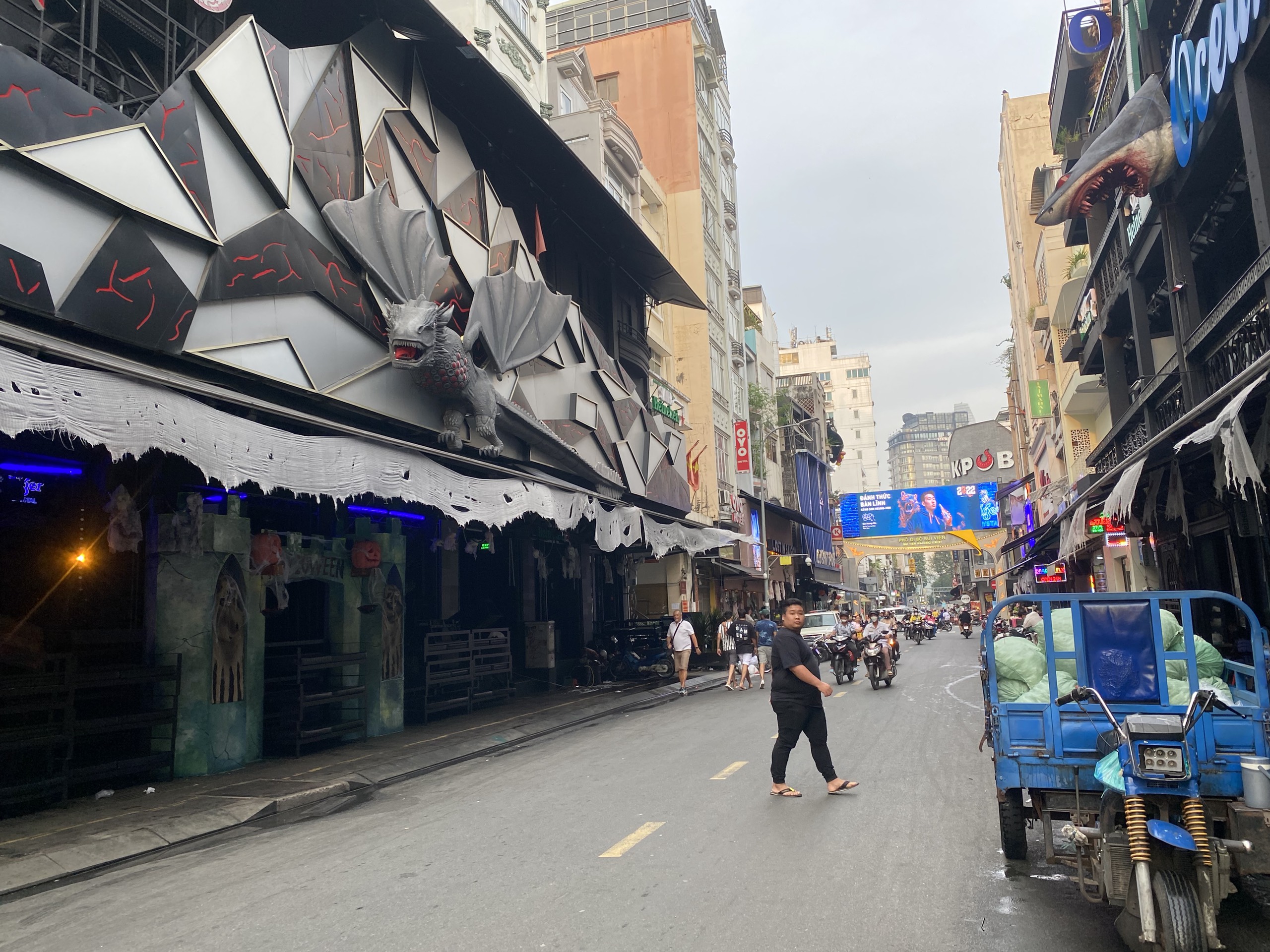 Nhà thuê mặt tiền phố đi bộ Bùi Viện, Có hẻm hông 4m, Phường Phạm Ngũ Lão, Quận 1. 5x24m, 5 tầng