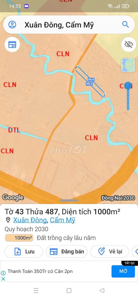 Chính Chủ Bán 1000m2 Đất Giá Rẻ Nhất Khu Vực Cẩm Mỹ