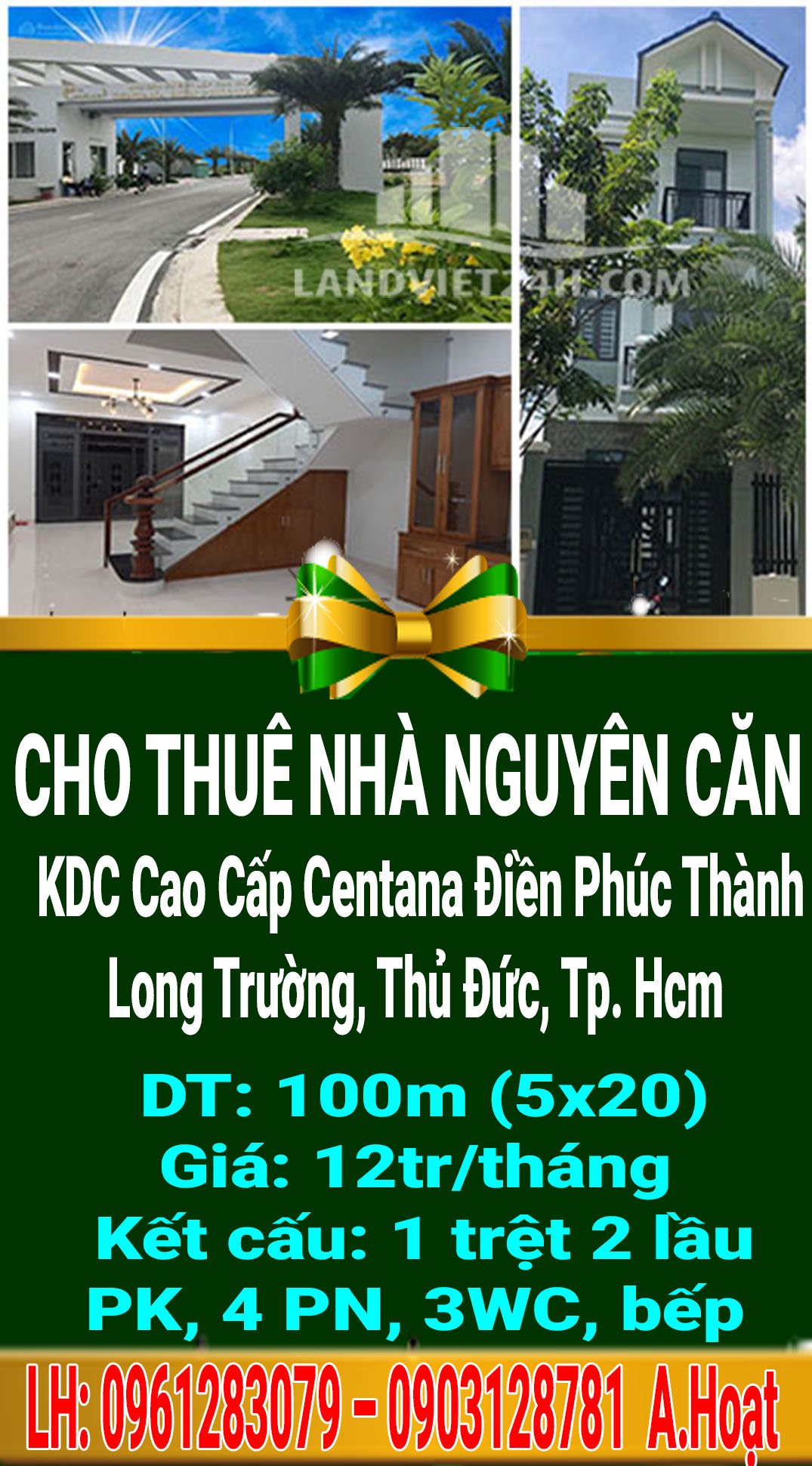 CHO THUÊ NHÀ NGUYÊN CĂN KHU DÂN CƯ CAO CẤP CENTANA ĐIỀN PHÚC THÀNH, PHƯỜNG LONG TRƯỜNG, TP.THỦ ĐỨC, TP. HCM