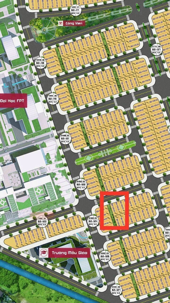 Fpt 102m2 kẹp vệt cây xanh 2.8tỷ