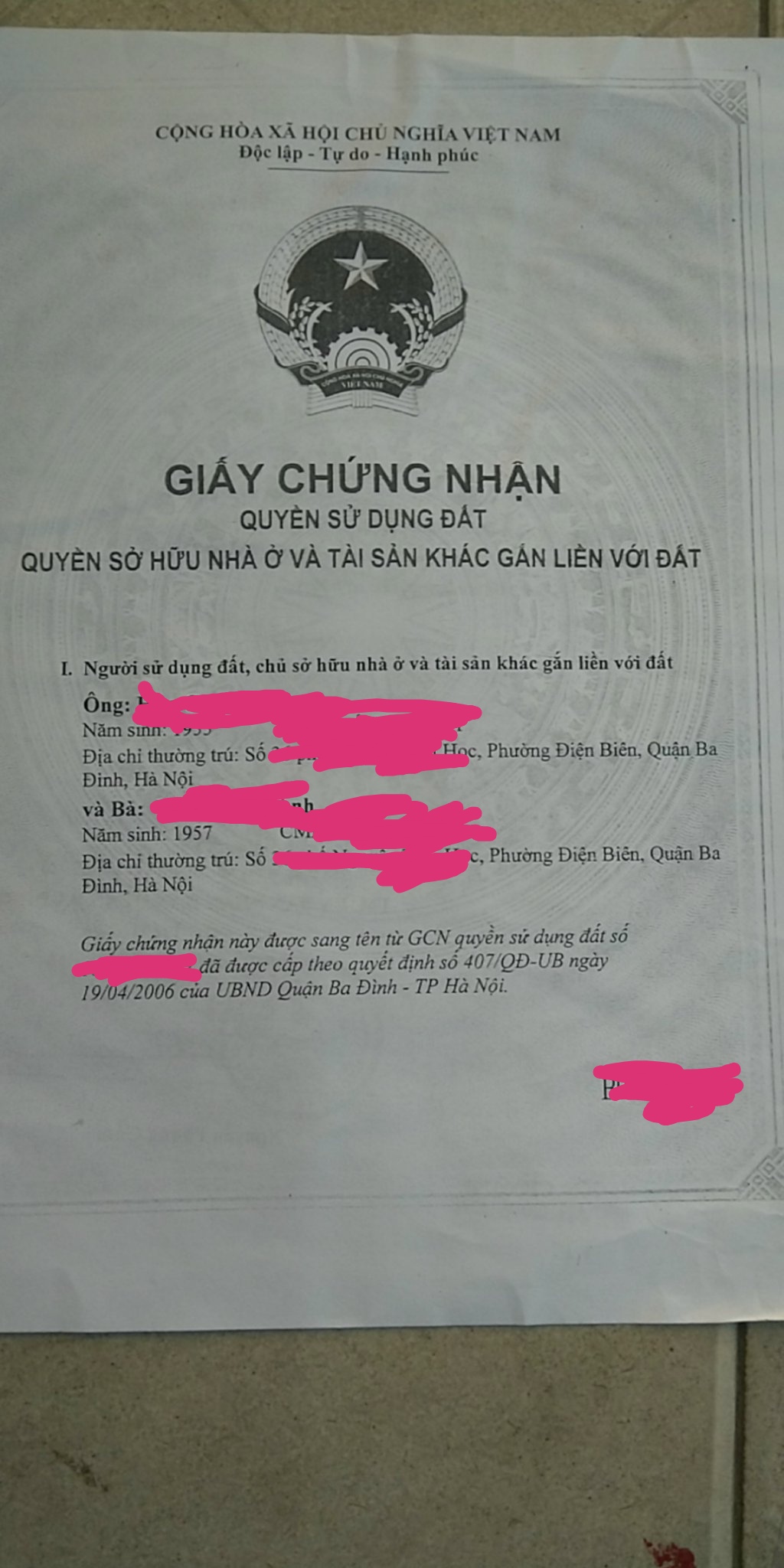 Bán căn hộ tập thể phố Yên Thế Ba Đình Hà Nội 2,5 tỷ rất đẹp