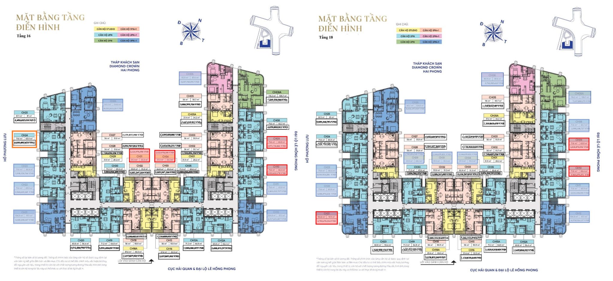 Chính chủ cần sang nhượng lại căn cc cao cấp tại Diamond Crown Plaza Hải Phòng Căn 16…, tầng 16 (tầng chỉ dành cho đối