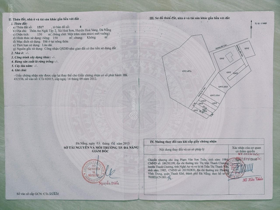 150m2 tại An Ngãi Tây 2 - Hoà Sơn gần chợ giá chỉ 1 tỷ 4 lh 0905 556 909