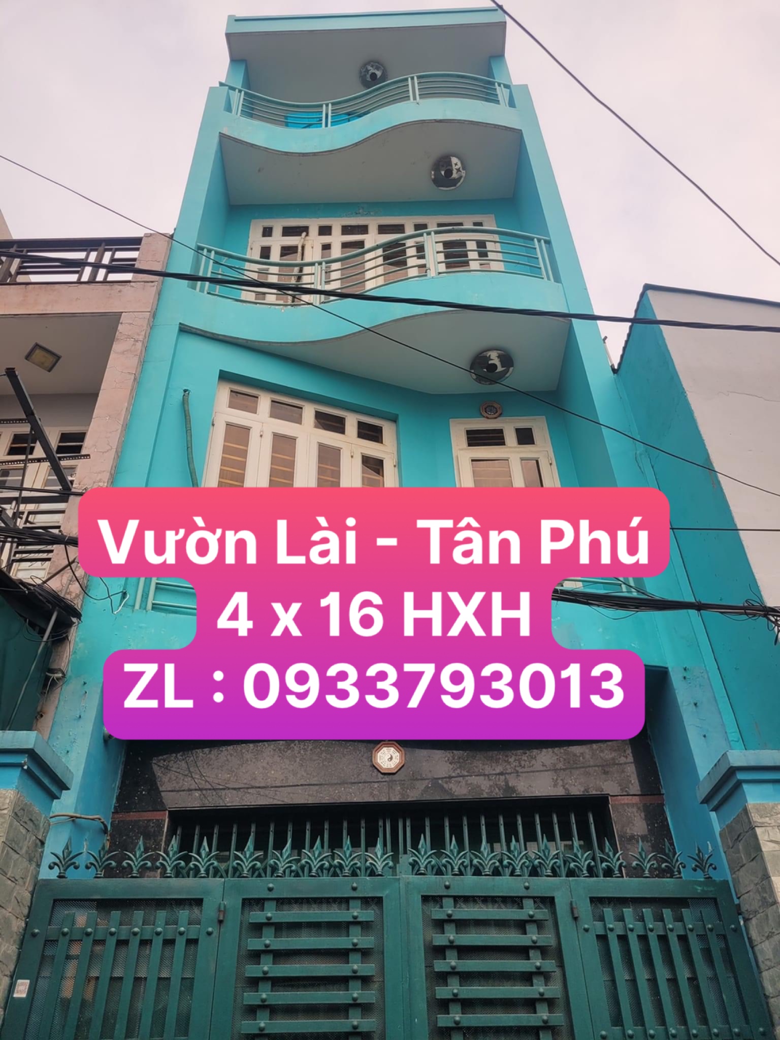 VƯỜN LÀI - TÂN PHÚ - 4 TẦNG - 4 X 15.5 - HẺM XE HƠI - NHỈNH 6 TỶ
