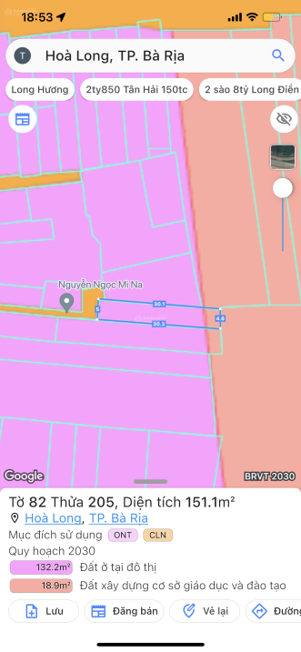 5x30m có 50m2 TC có nhà c4 Hoà Long, Bà Rịa, đường bê tông 2m