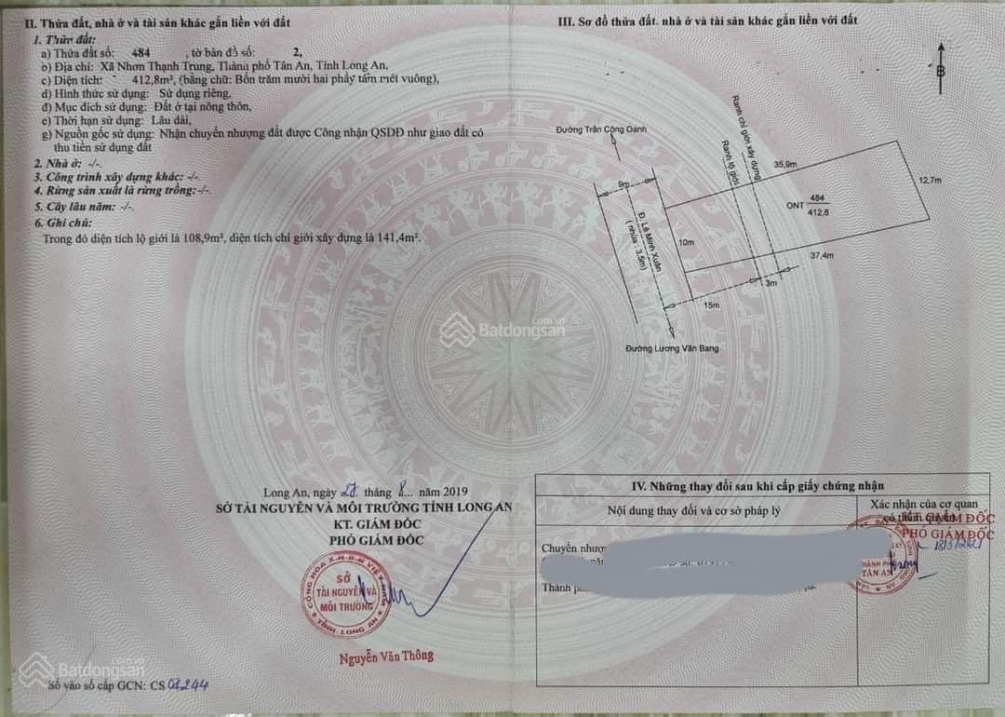 Bán 1.900m2 mặt tiền Lê Minh Xuân LG 30m chỉ 3,9 tỷ, L/H 0909 480 087