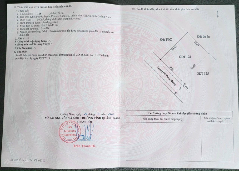 Bán 500m2 đất xây villa, khách sạn tại Trà Quế - An Bàng - Hội An