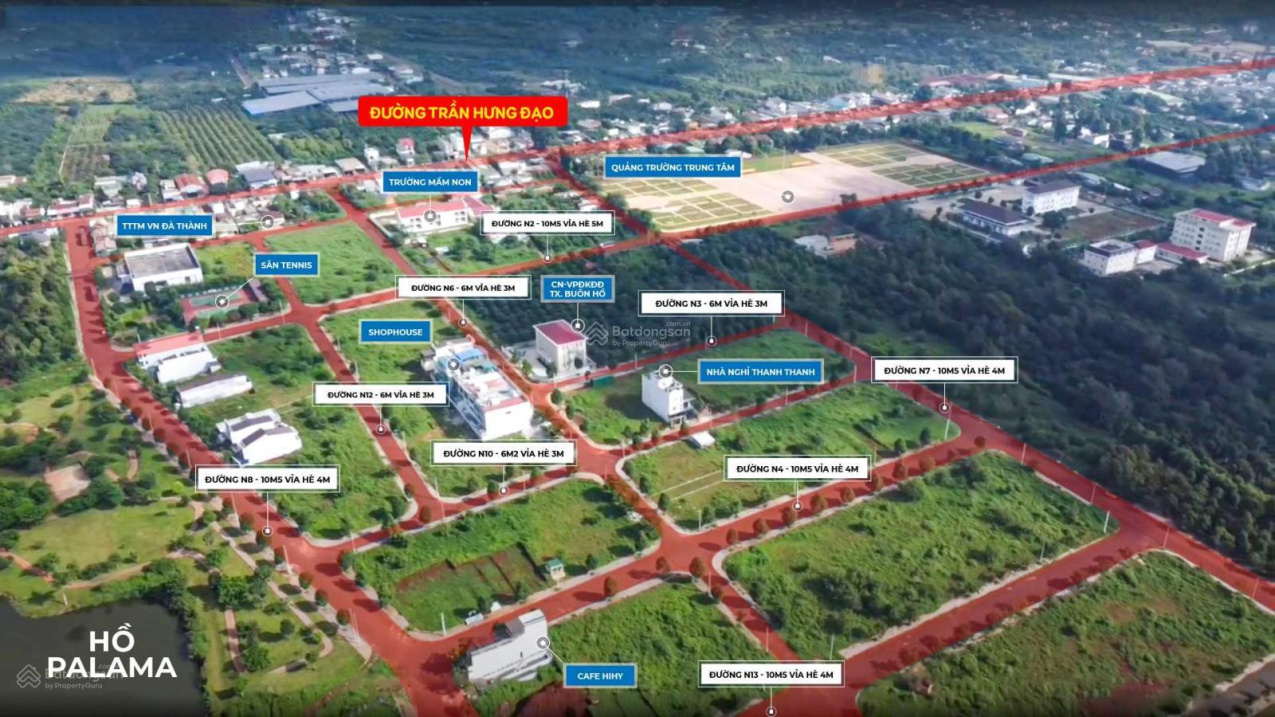 Bán 6 lô Buôn Hồ Palama trung tâm thị xã Buôn Hồ 182m2 - 370m2 giá rẻ